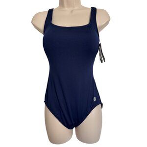 TYR Sol Scoop Neck Size 6 Navy Swimsuit NWT One Piece Padded $ 89